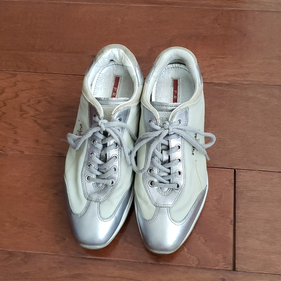 Prada Mint & Silver Sneakers - Picture 2 of 10